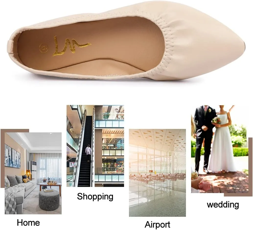 Women's Ballet Flat Slip On Flats - Classic Casual Dress Shoes, Foldable Portable Travel Ballet Walking Shoes