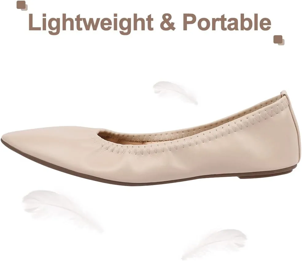 Women's Ballet Flat Slip On Flats - Classic Casual Dress Shoes, Foldable Portable Travel Ballet Walking Shoes