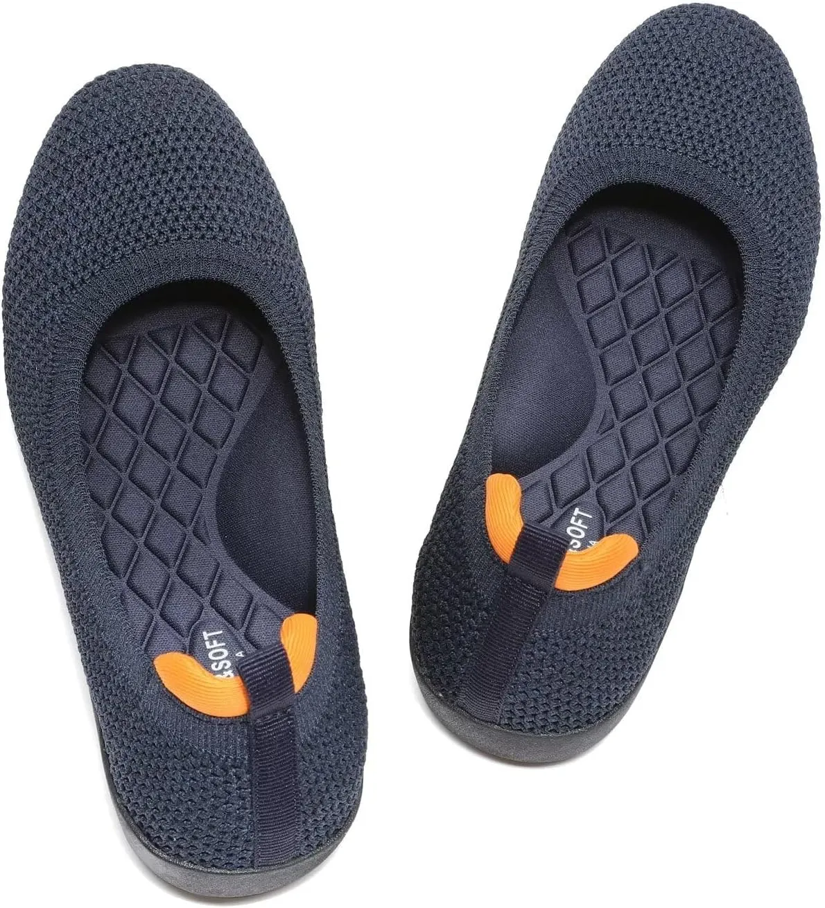 Women's Ballet Flats Knit Dress Shoes Soft Work Comfort Ballerina Slip-on Walking Shoes with Arch Support