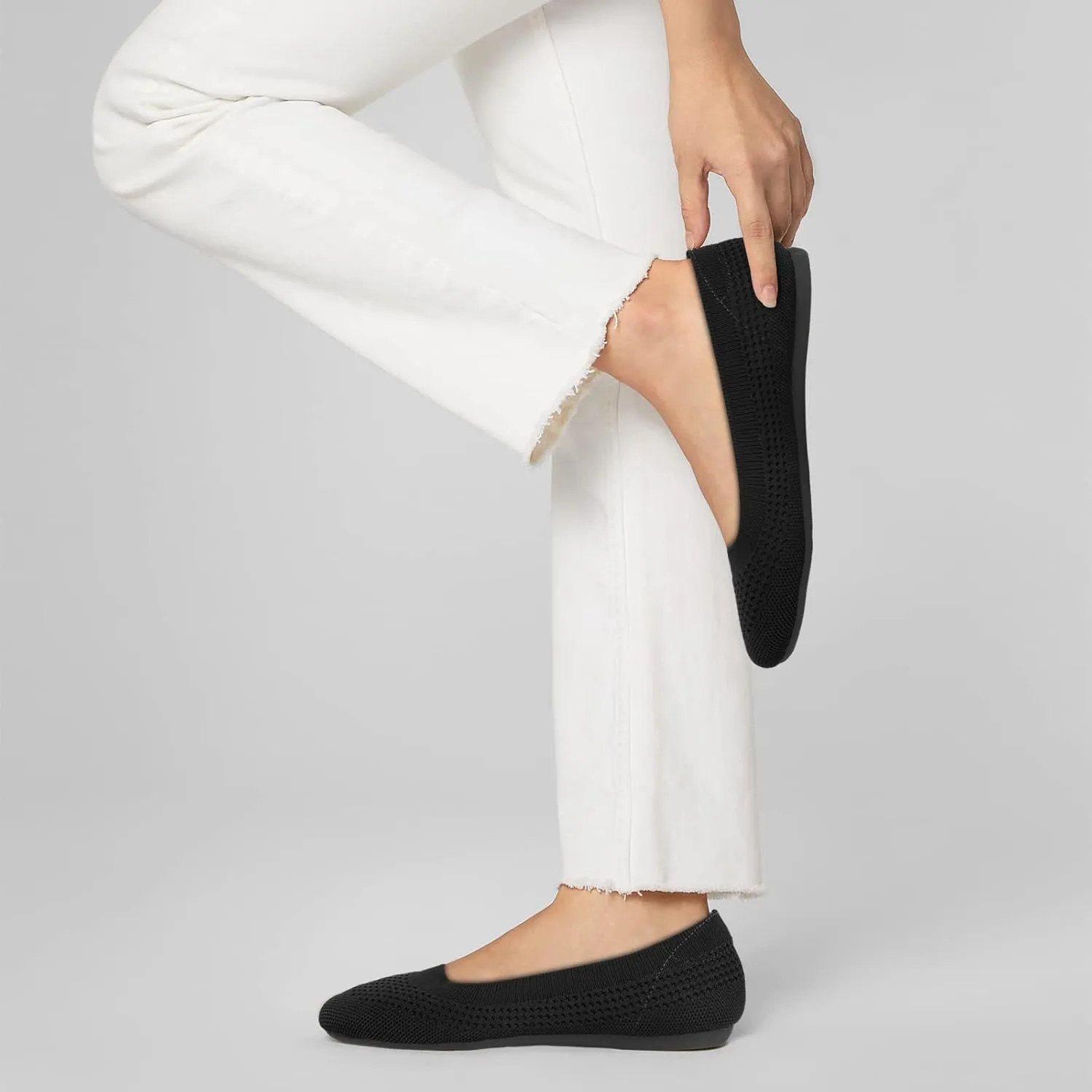 Women's Ballet Flats Shoes Round Toe Slip On Knit Casual Dress Shoes Comfort Ballerina Walking Flats Shoes