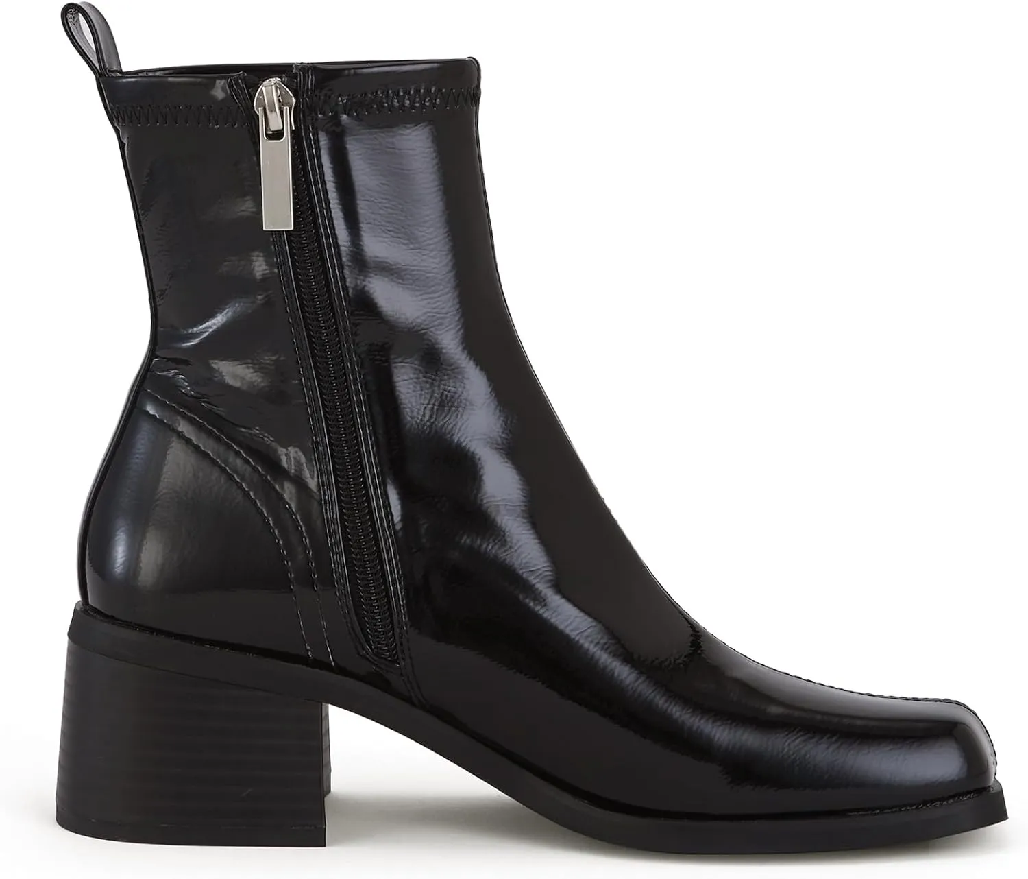 Women's Black Chelsea Platform Ankle Boots Elastic Chunky Heel Lug Sole Booties