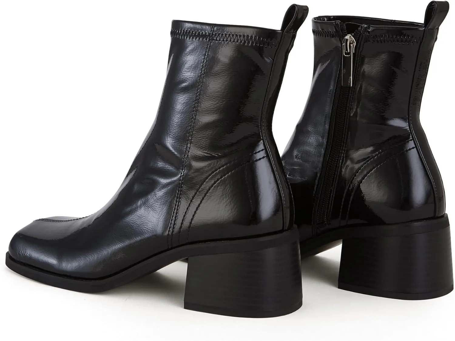 Women's Black Chelsea Platform Ankle Boots Elastic Chunky Heel Lug Sole Booties