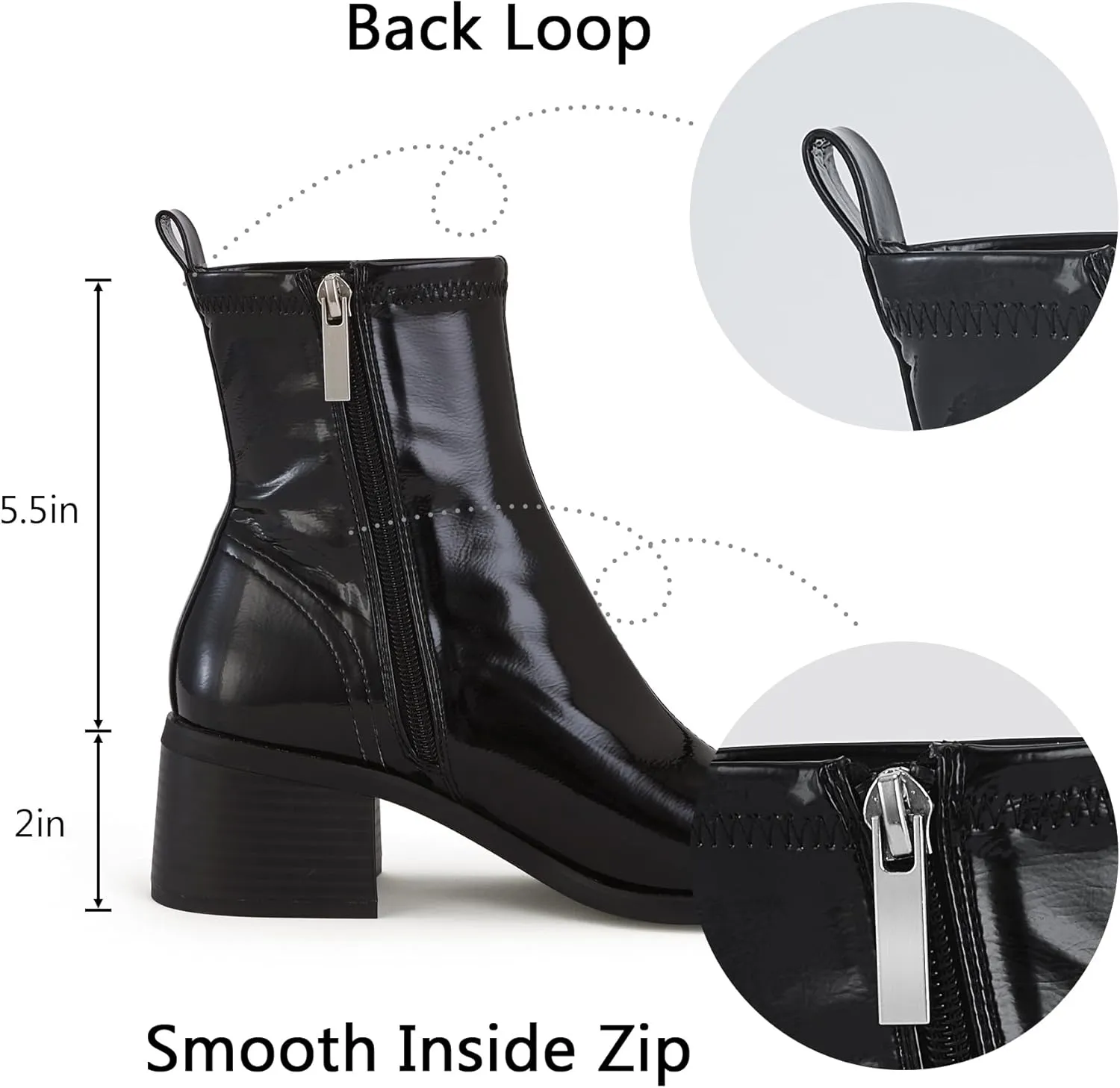 Women's Black Chelsea Platform Ankle Boots Elastic Chunky Heel Lug Sole Booties