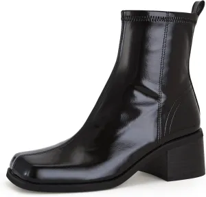 Women's Black Chelsea Platform Ankle Boots Elastic Chunky Heel Lug Sole Booties