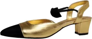Women's Bow Binding Sandals, Gold Shallow Heel Spring Dress