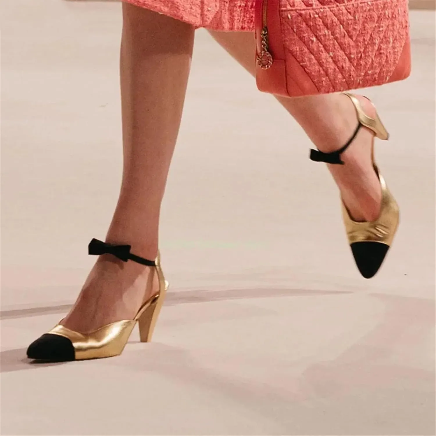Women's Bow Binding Sandals, Gold Shallow Heel Spring Dress