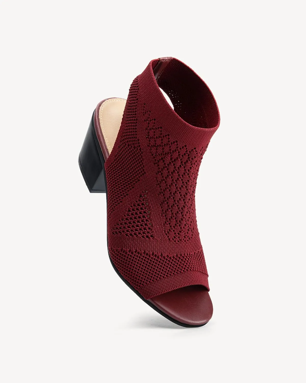 Women's Breathable Mesh Heeled Sandals - Chunky Open-Toe Slip-Ons for Summer & Casual Wear