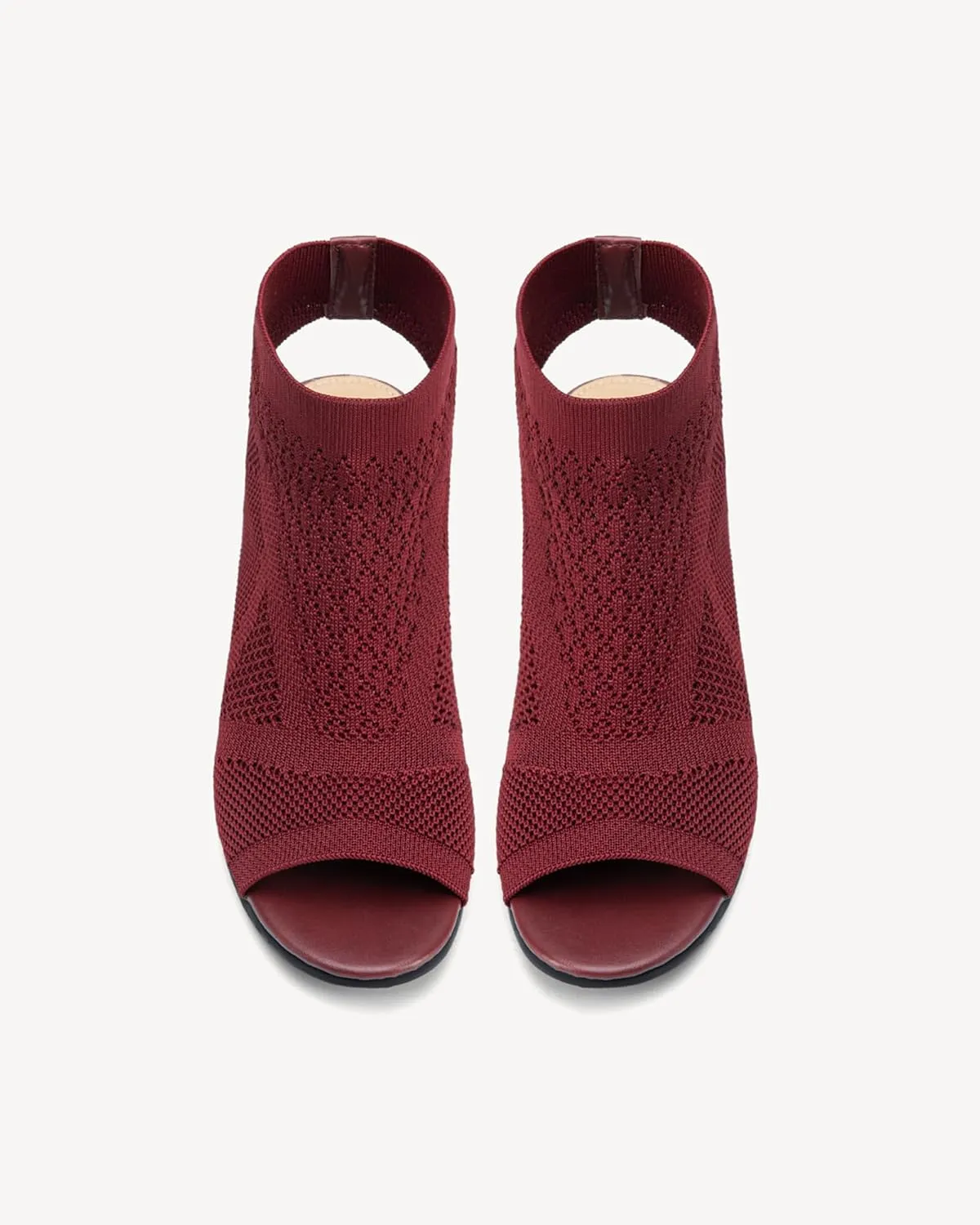 Women's Breathable Mesh Heeled Sandals - Chunky Open-Toe Slip-Ons for Summer & Casual Wear