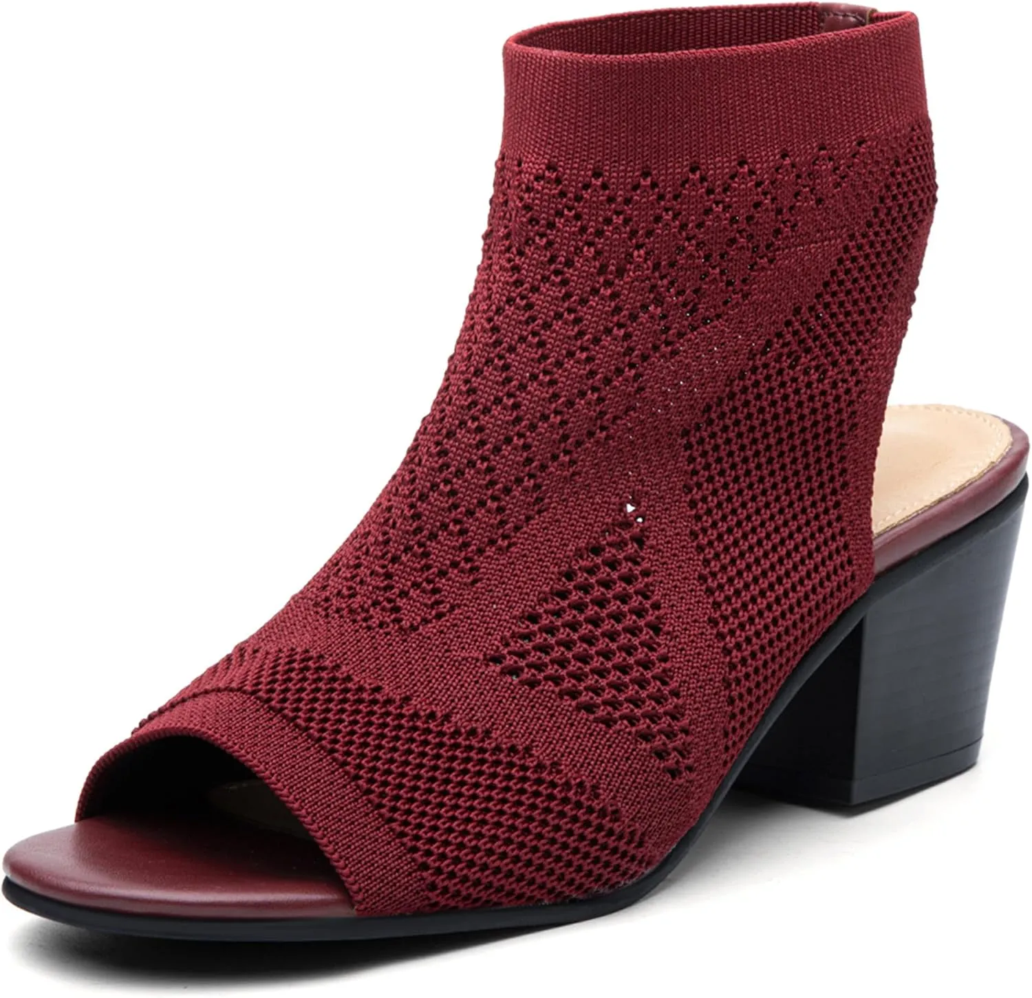 Women's Breathable Mesh Heeled Sandals - Chunky Open-Toe Slip-Ons for Summer & Casual Wear