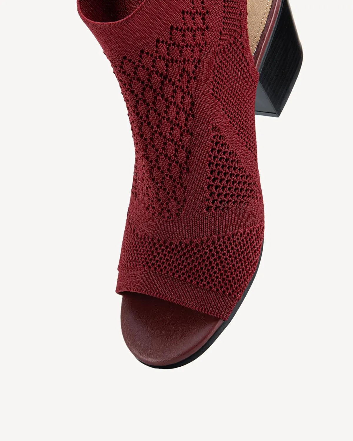 Women's Breathable Mesh Heeled Sandals - Chunky Open-Toe Slip-Ons for Summer & Casual Wear