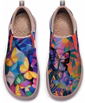 Women's Casual Loafers Microfiber Slip On Sneakers Art Painted Comfortable Soft Travel Shoes Colorful Butterfly