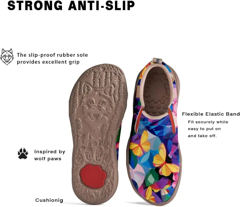 Women's Casual Loafers Microfiber Slip On Sneakers Art Painted Comfortable Soft Travel Shoes Colorful Butterfly