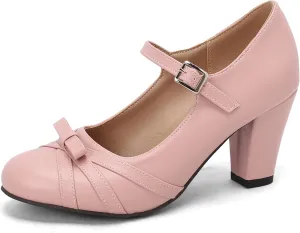 Womens Chic Bow Mary Jane Shoes Round Toe Chunky High Heels Kawaii Lolita Shoes Platform Pumps