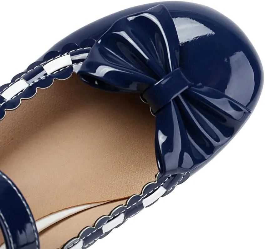 Women's Chunky Heel Platform Pumps Chic Bow Lolita Shoes Mary Jane High Heels Dress Shoes