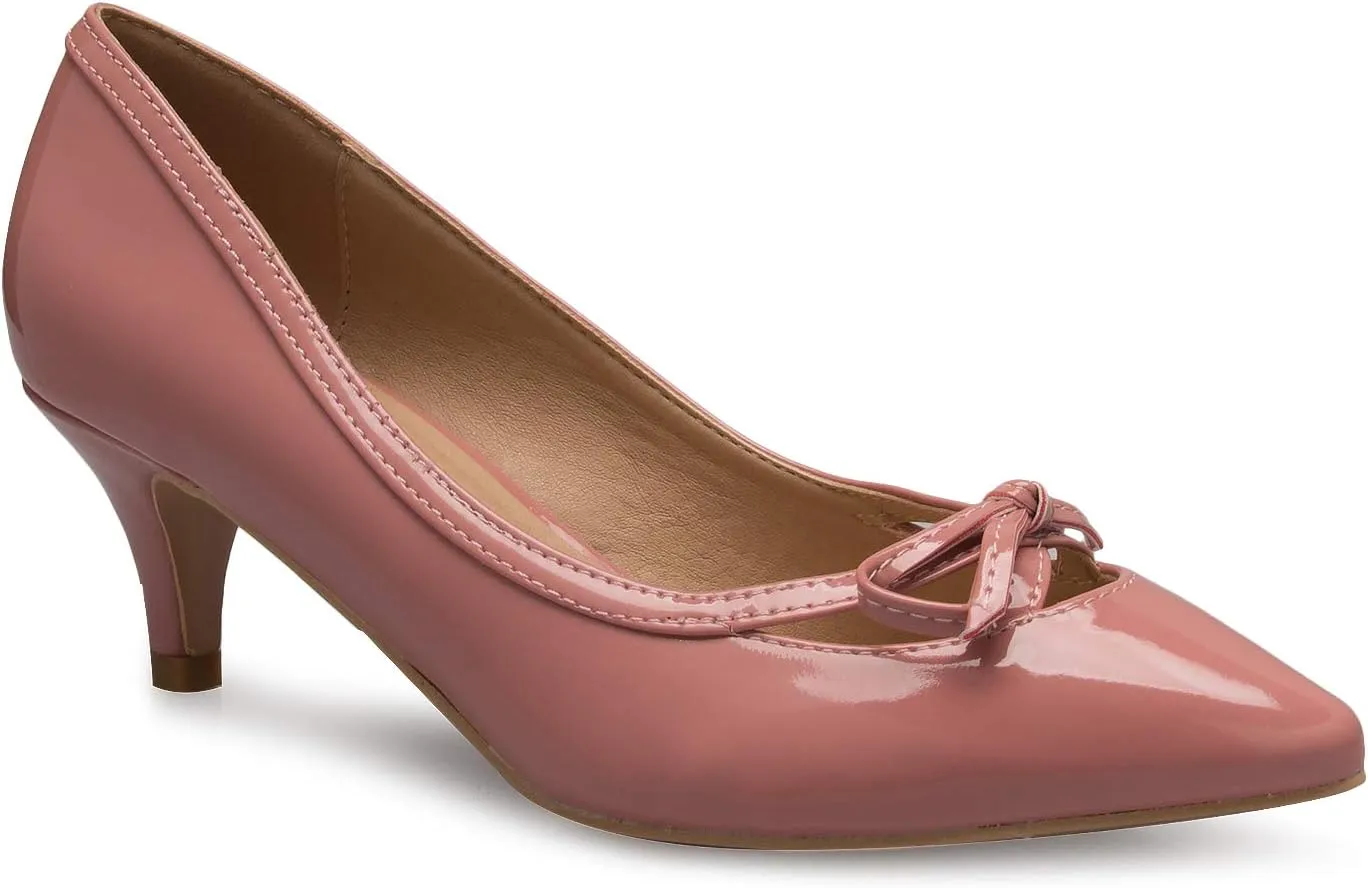Women¡¯s Classic Closed Toe D'Orsay Bow Kitten Heel Pump | Dress, Work, Party Mid Heeled Pumps