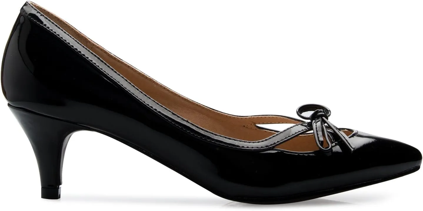 Women¡¯s Classic Closed Toe D'Orsay Bow Kitten Heel Pump | Dress, Work, Party Mid Heeled Pumps
