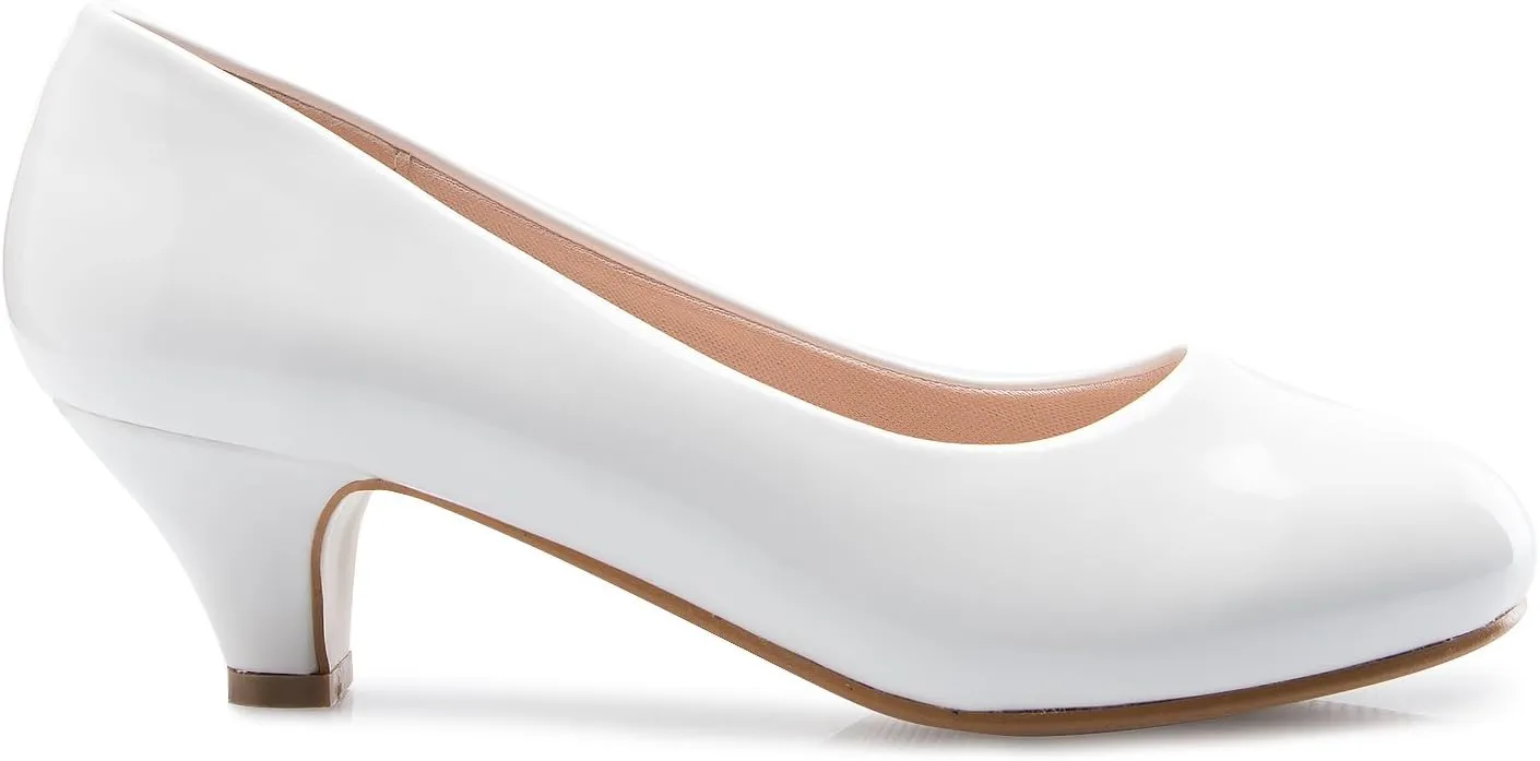 Women's Classic Closed Toe Kitten Heel Pumps | Dress, Work, Party Low Heeled