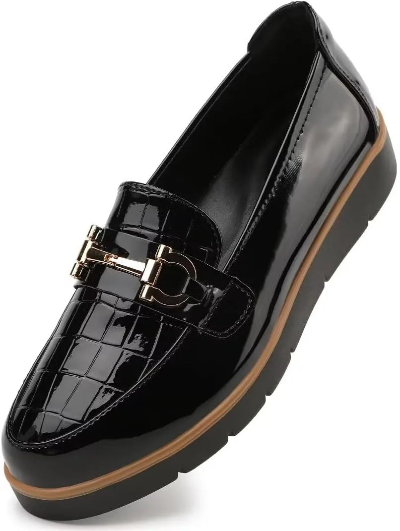 Women's Classic Comfort Leather Loafers Cute Slip-Ons Casual Dress Shoes Lightweight Walking Flats Everyday Work Shoes