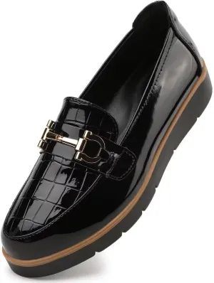 Women's Classic Comfort Leather Loafers Cute Slip-Ons Casual Dress Shoes Lightweight Walking Flats Everyday Work Shoes