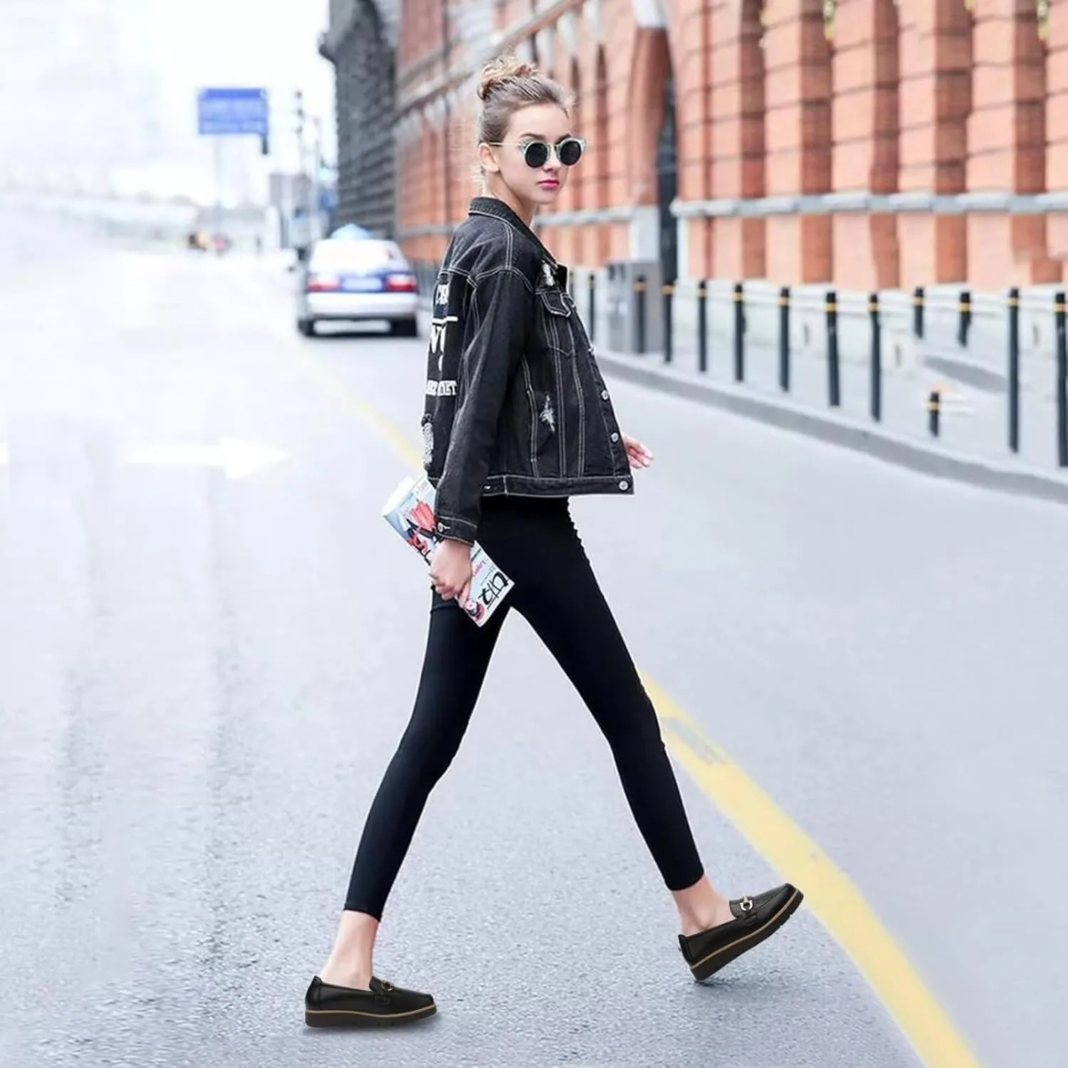 Women's Classic Comfort Leather Loafers Cute Slip-Ons Casual Dress Shoes Lightweight Walking Flats Everyday Work Shoes
