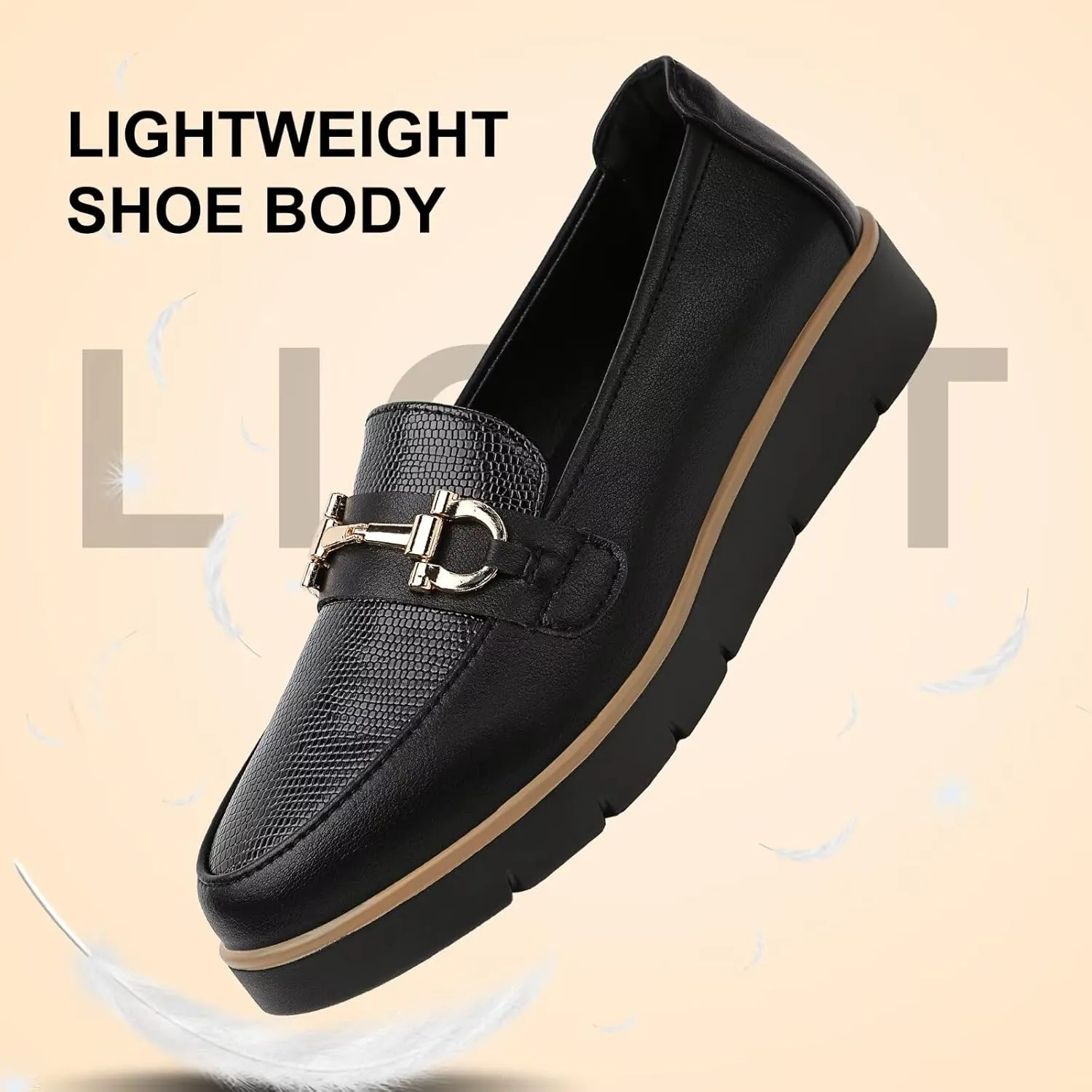 Women's Classic Comfort Leather Loafers Cute Slip-Ons Casual Dress Shoes Lightweight Walking Flats Everyday Work Shoes