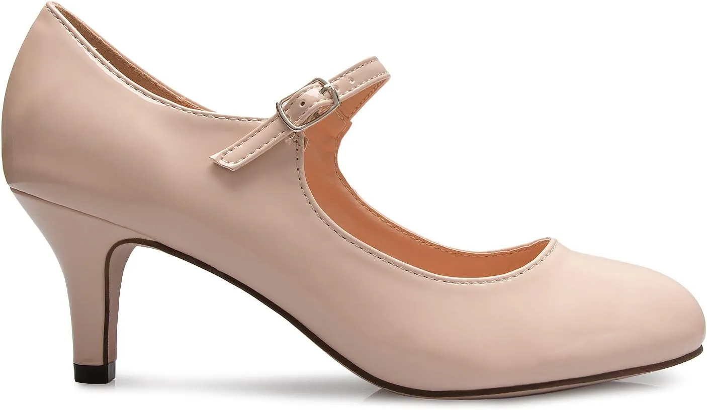 Womens Classic Low Mid Heels Mary Jane Pumps - Adorable Round Toe Vintage Retro Shoes