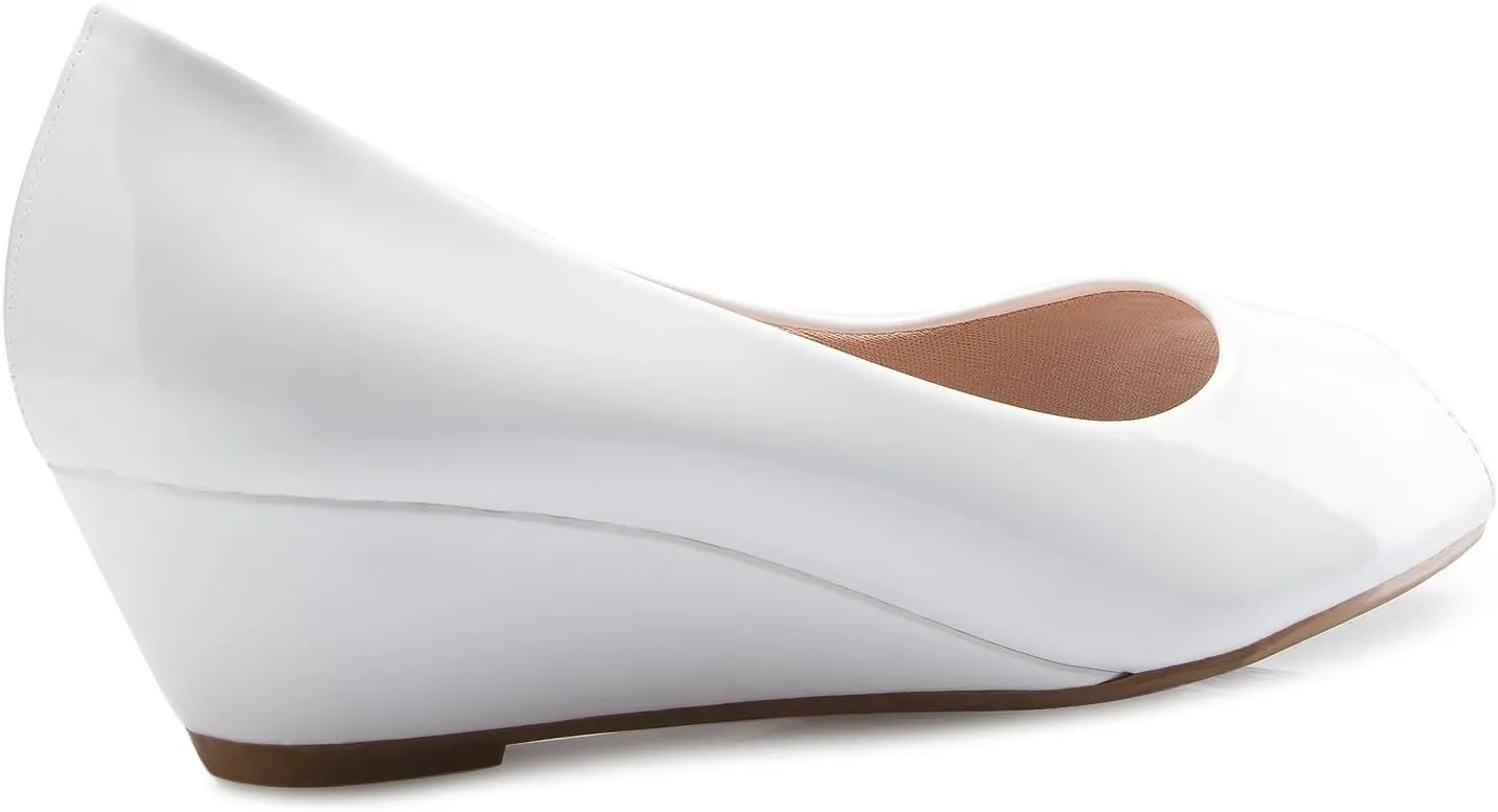 Womens Classic Open Toe Kitten Heel Wedges | Dress, Work, Party Low Heeled
