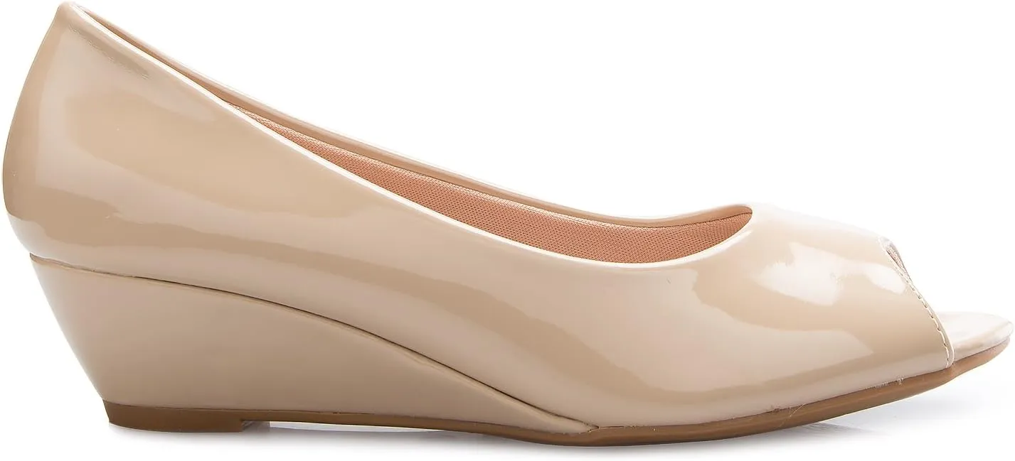 Womens Classic Open Toe Kitten Heel Wedges | Dress, Work, Party Low Heeled