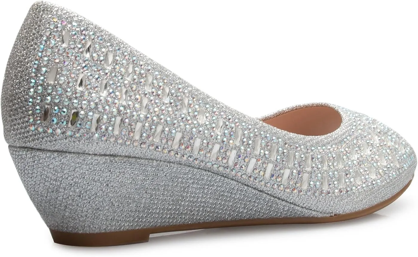 Womens Classic Open Toe Kitten Heel Wedges | Dress, Work, Party Low Heeled