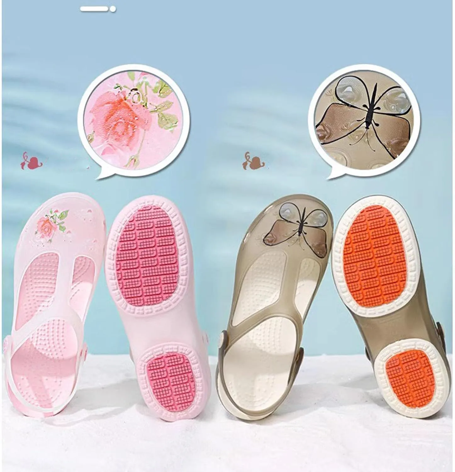 Women's Classic Transparent Garden Clogs Comfortable, Soft, and Non Slip Jelly Beach Sandals Outdoor Leisure Water Slippers