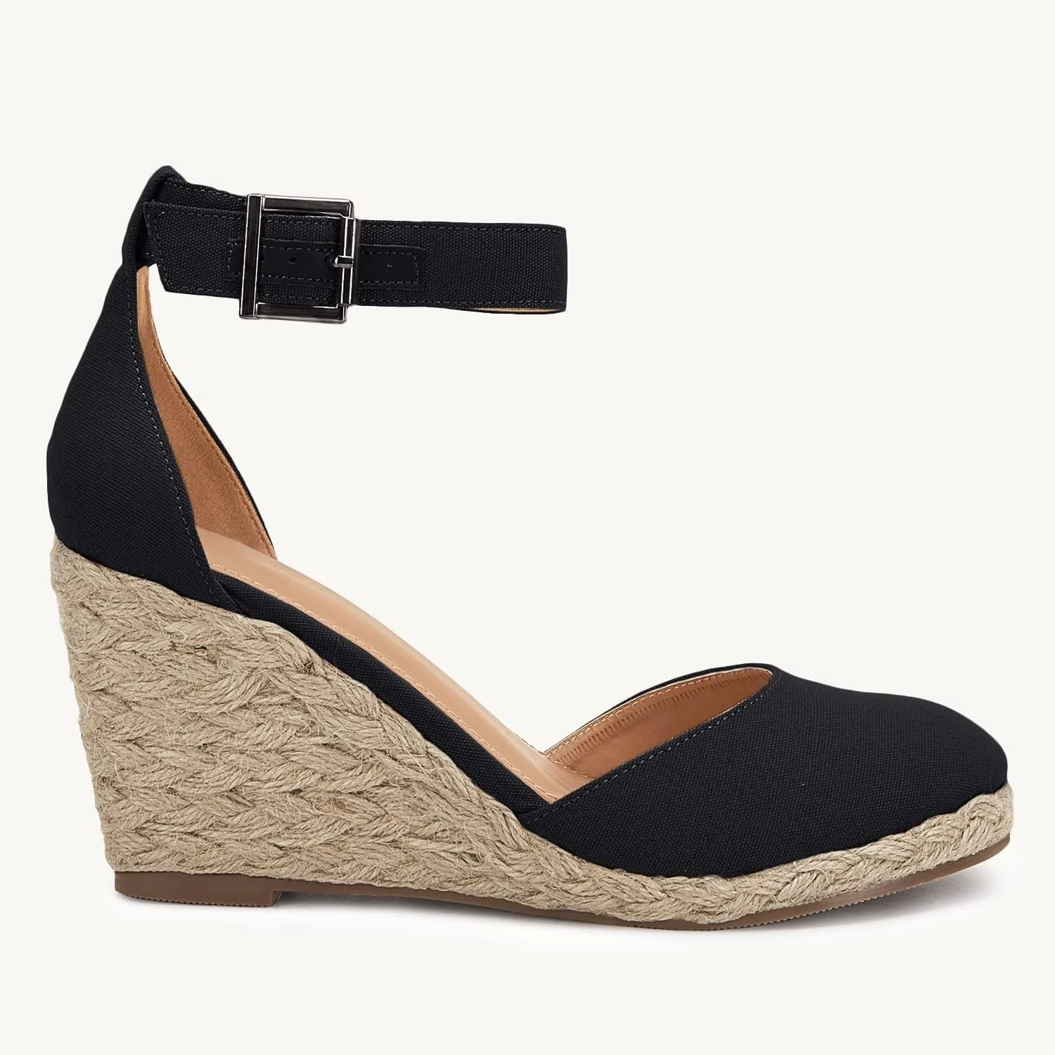 Womens Closed Toe Espadrilles Wedges Shoes Platform Heel Ankle Strap Buckle Dress Sandals