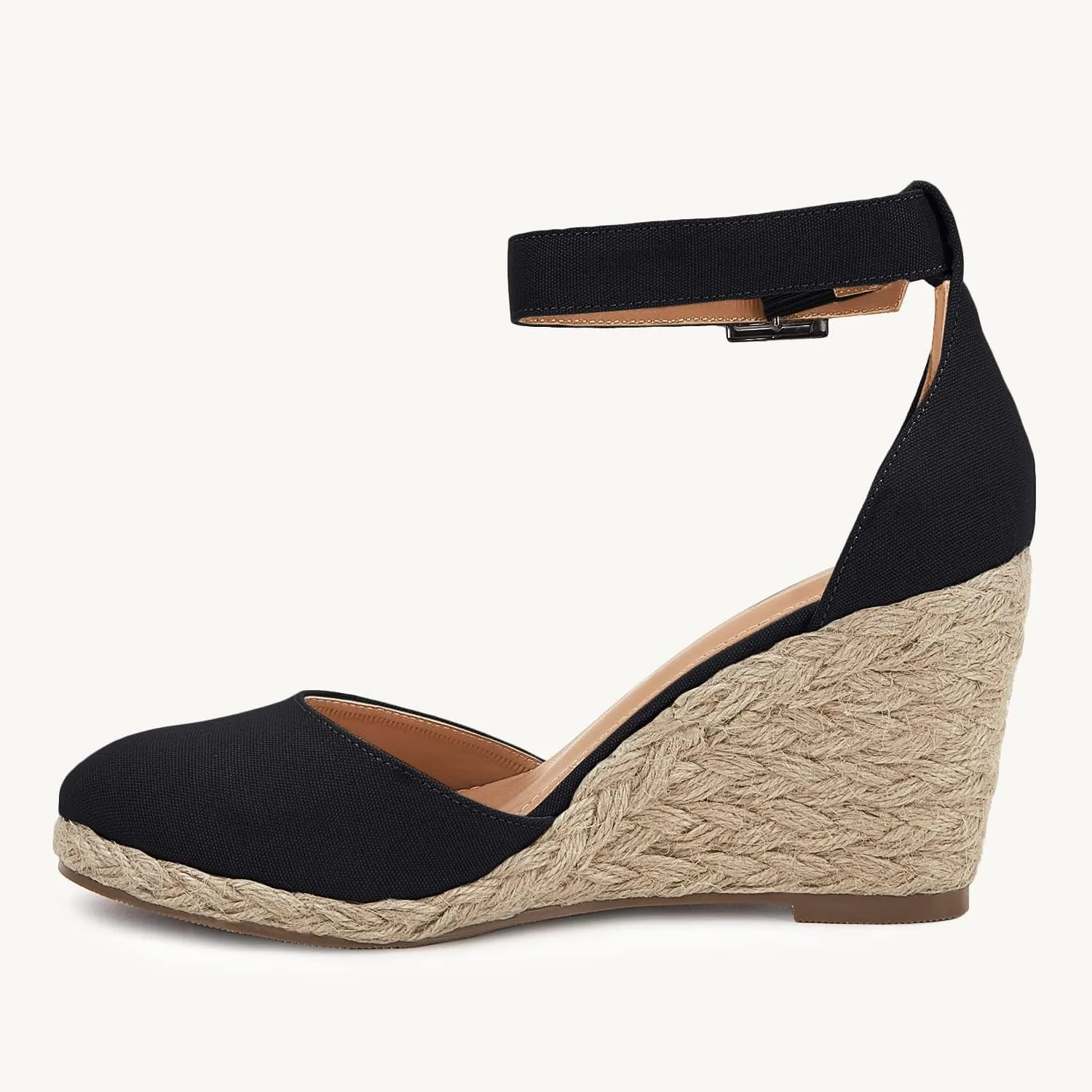 Womens Closed Toe Espadrilles Wedges Shoes Platform Heel Ankle Strap Buckle Dress Sandals