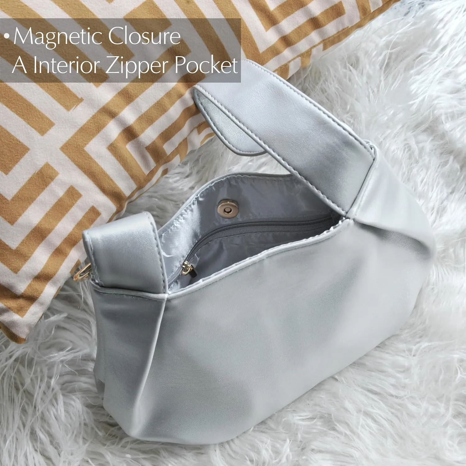 Women's Clutch Soft Vegan Leather Hobo Top Handle Bag Small Tote Purse