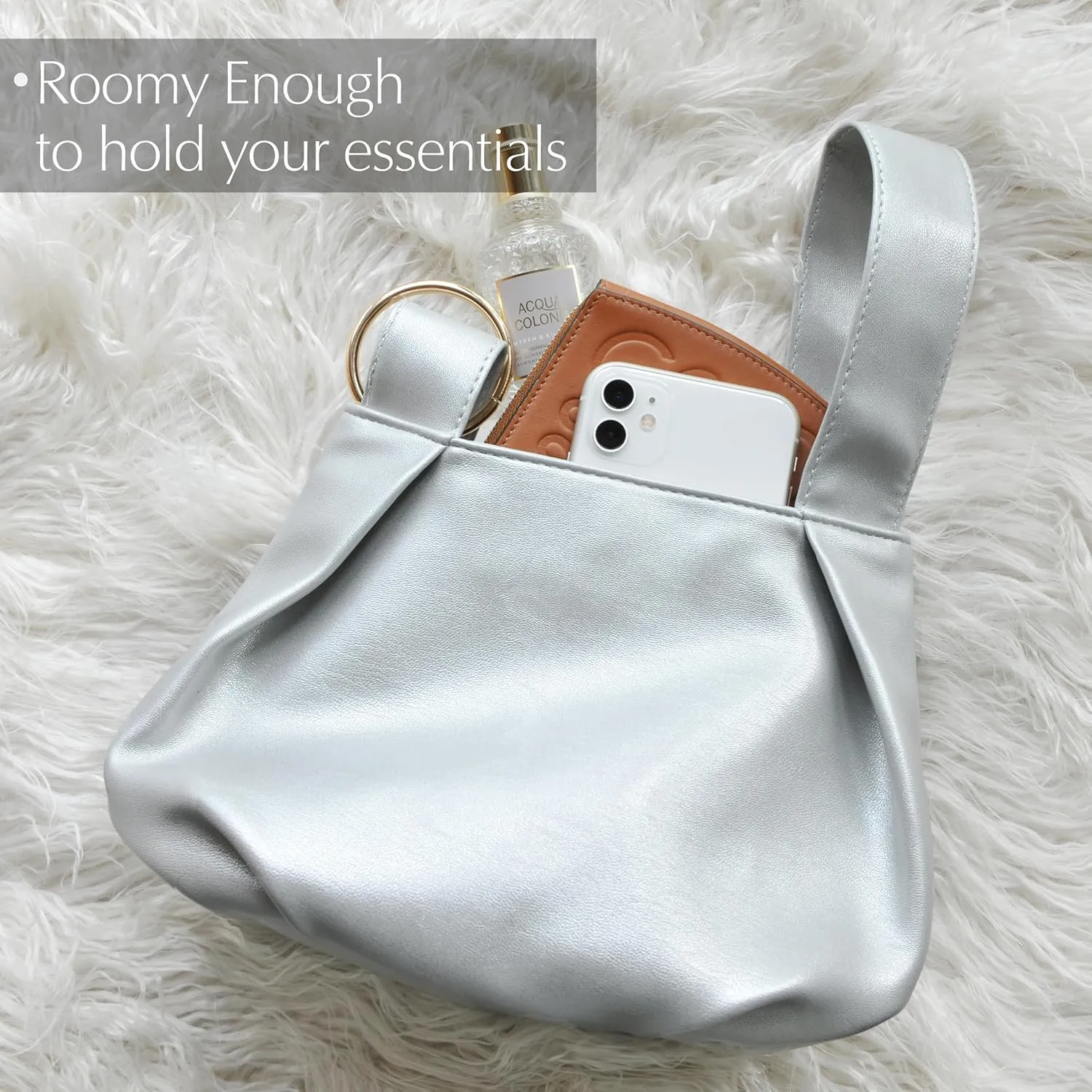 Women's Clutch Soft Vegan Leather Hobo Top Handle Bag Small Tote Purse