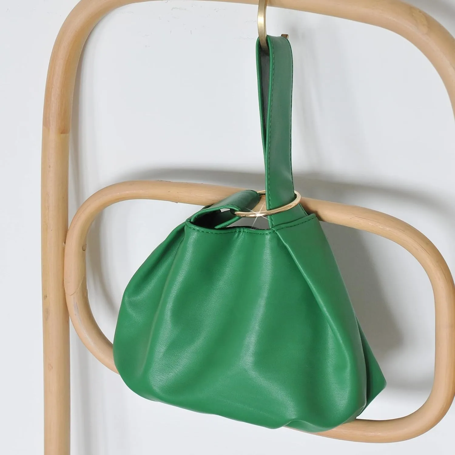 Women's Clutch Soft Vegan Leather Hobo Top Handle Bag Small Tote Purse