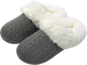 Womens Cozy Fuzzy Plaid House Slippers Memory Foam Slip on Indoor Outdoor