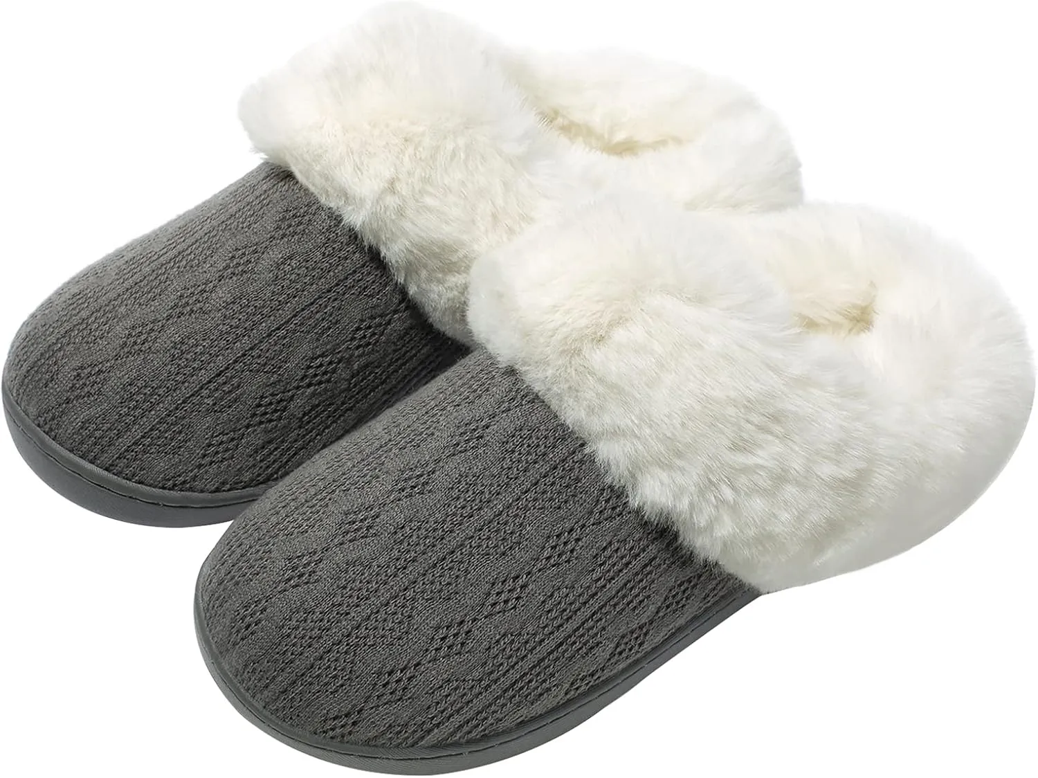 Womens Cozy Fuzzy Plaid House Slippers Memory Foam Slip on Indoor Outdoor