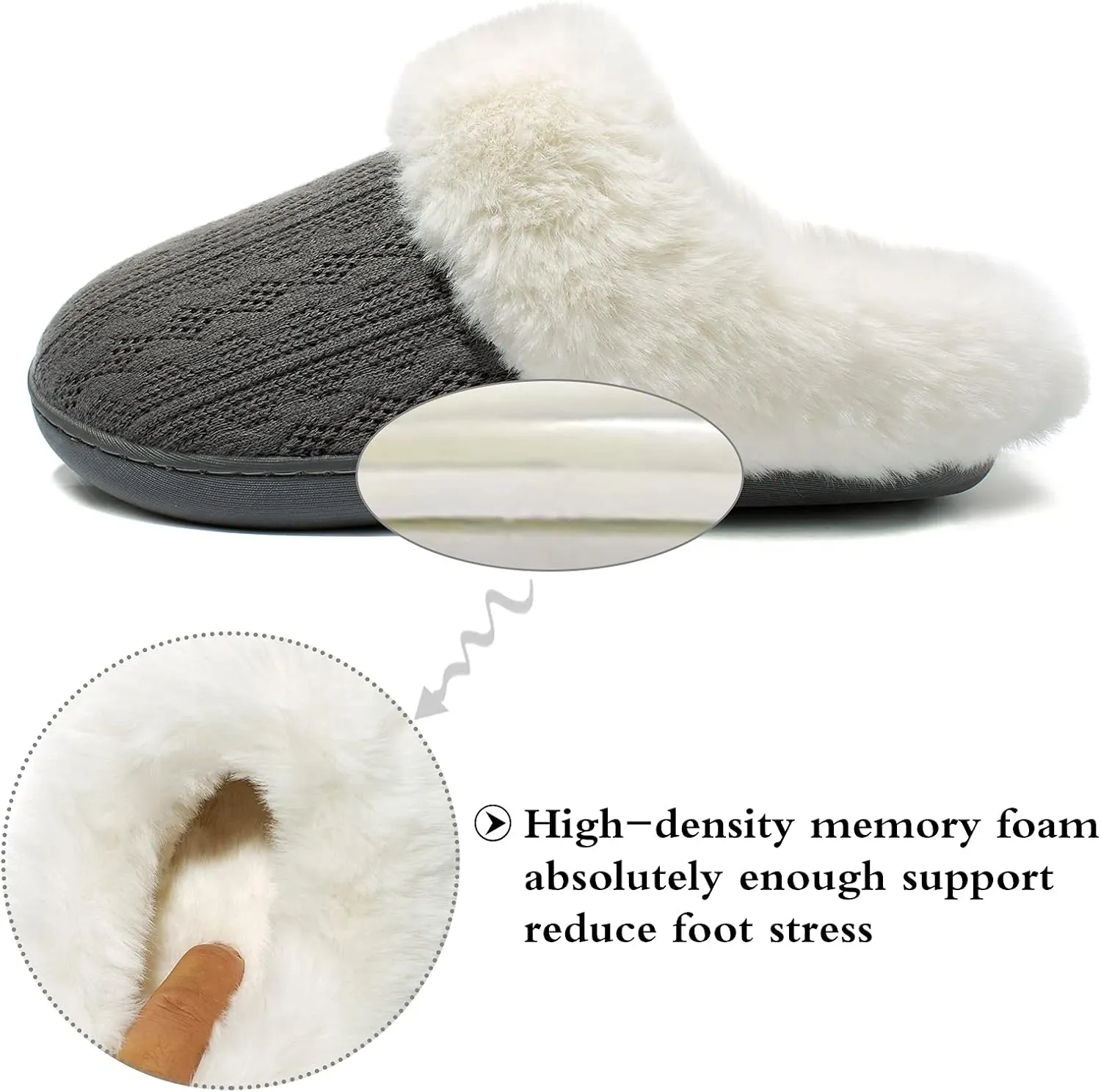 Womens Cozy Fuzzy Plaid House Slippers Memory Foam Slip on Indoor Outdoor