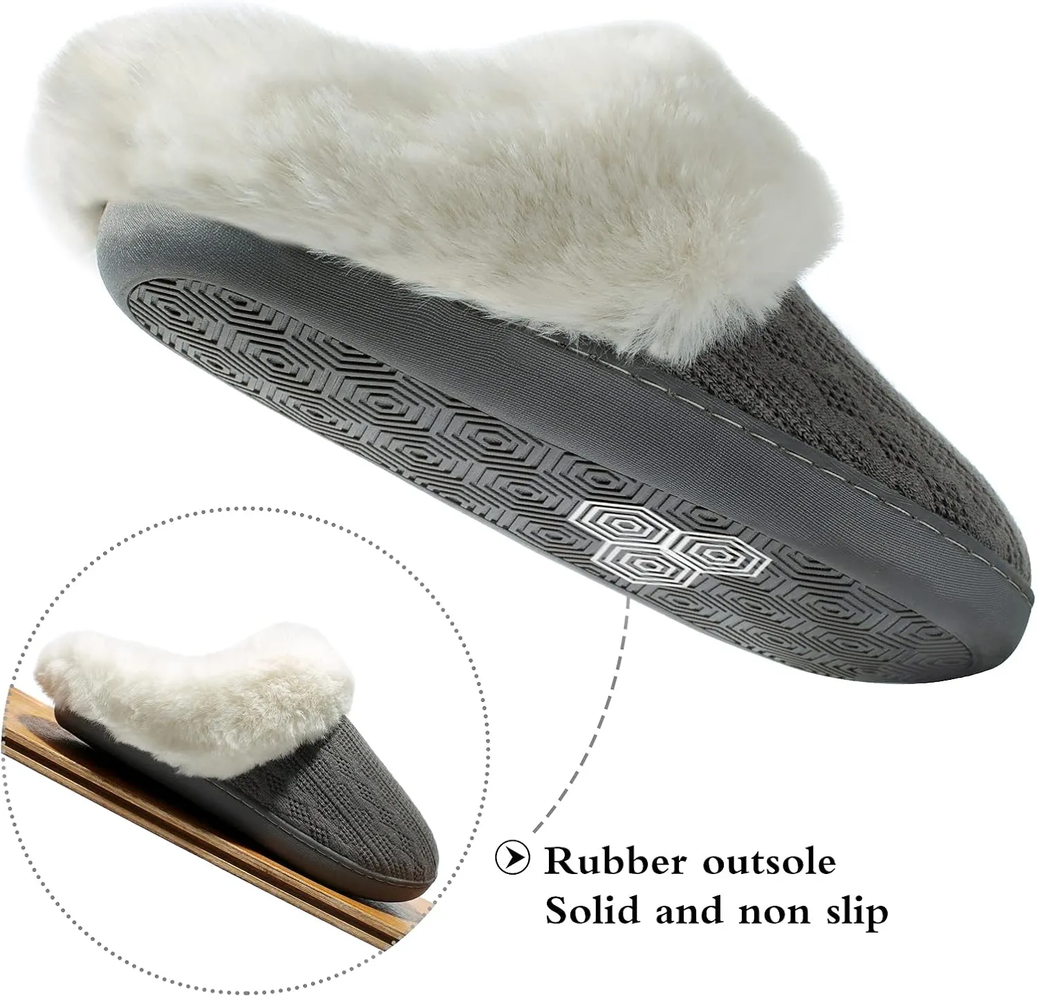 Womens Cozy Fuzzy Plaid House Slippers Memory Foam Slip on Indoor Outdoor
