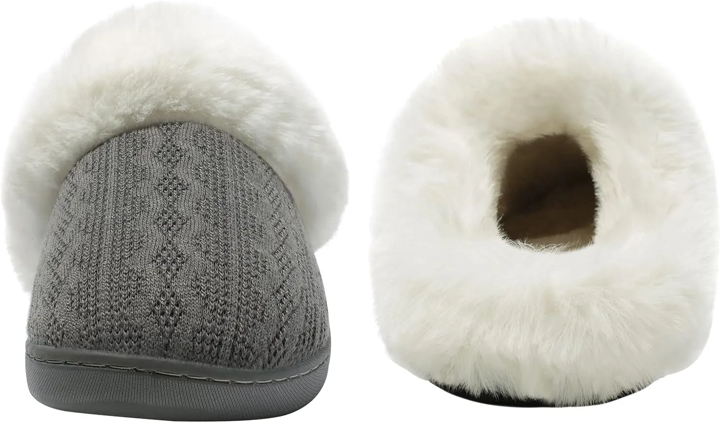 Womens Cozy Fuzzy Plaid House Slippers Memory Foam Slip on Indoor Outdoor