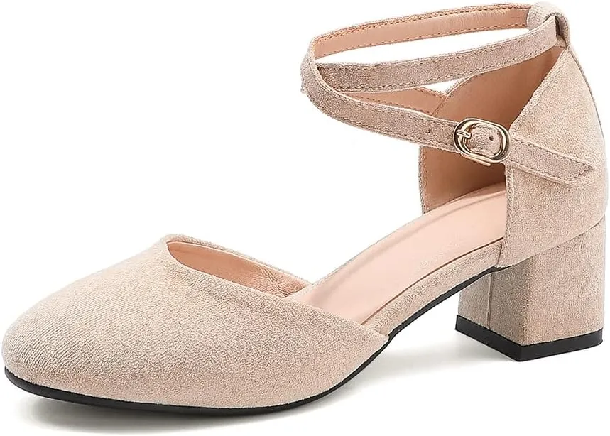 Womens Cross-tied Court Shoes Square Toe Low Block Heel Pumps Ladies Ankle Strap Sandals