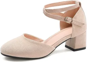 Womens Cross-tied Court Shoes Square Toe Low Block Heel Pumps Ladies Ankle Strap Sandals