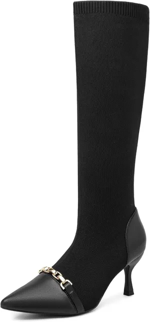 Women’s Elegant Pointed Toe Heeled High Boots
