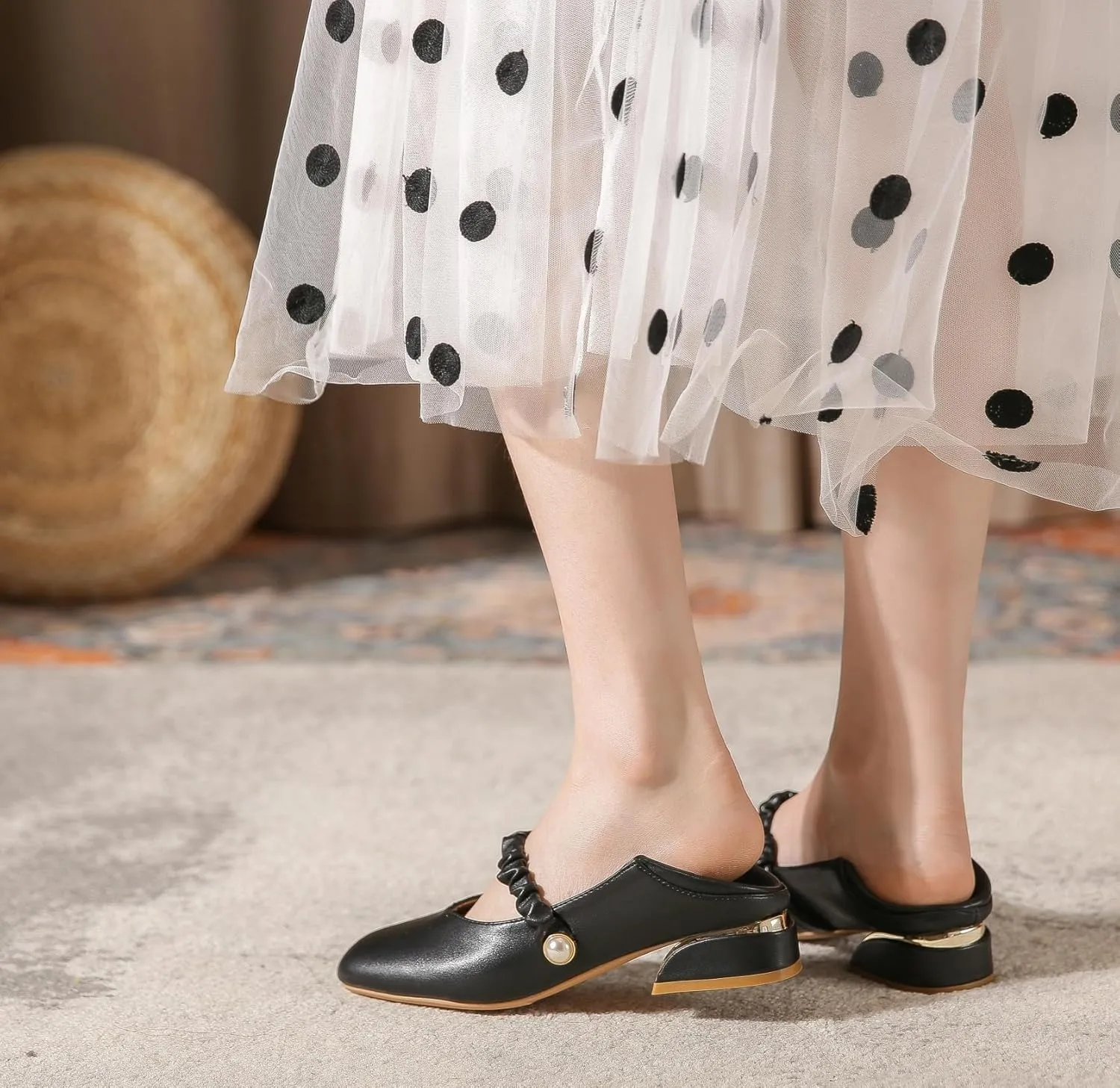 Women's Elegant Square Toe Mary Jane Shoes Low Top Block Heel Pumps
