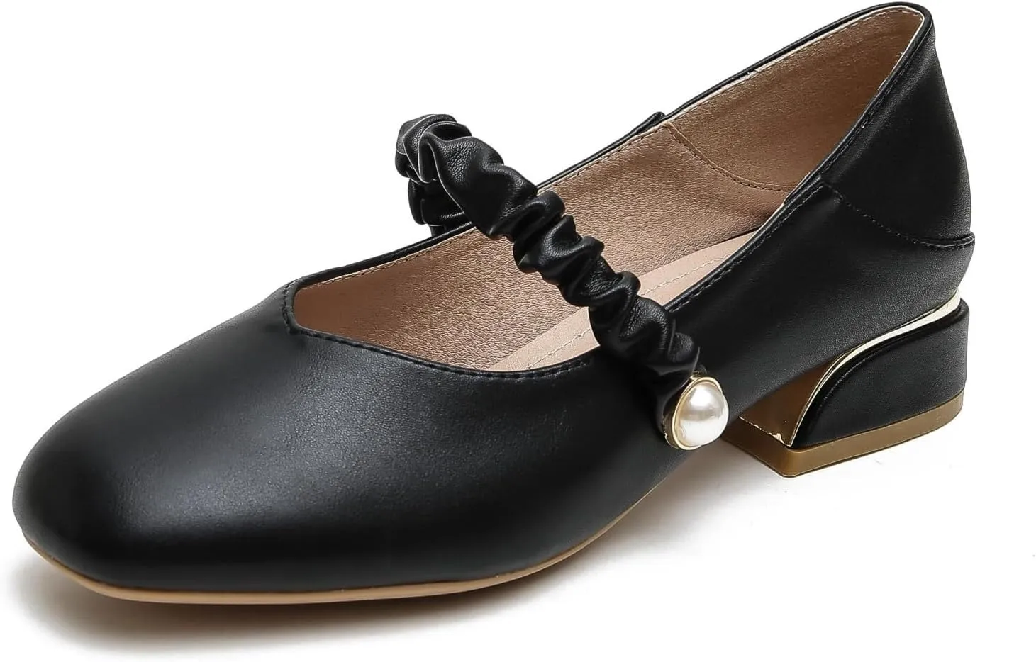 Women's Elegant Square Toe Mary Jane Shoes Low Top Block Heel Pumps