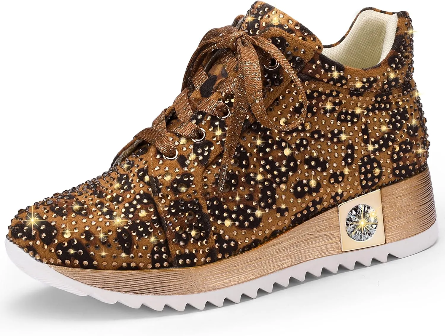 Women's Fashion Glitter Sneakers Platform Wedge Shoes Sparkly Rhinestone High Top Sneakers Trendy Sequin Shoes Wedding Bride Dress