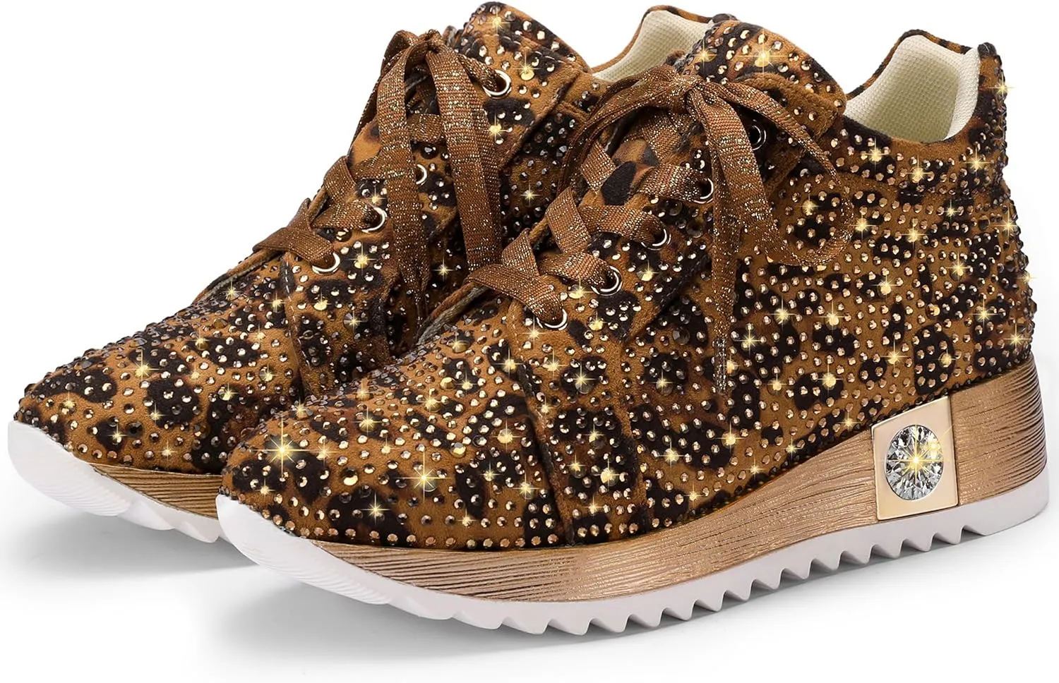 Women's Fashion Glitter Sneakers Platform Wedge Shoes Sparkly Rhinestone High Top Sneakers Trendy Sequin Shoes Wedding Bride Dress
