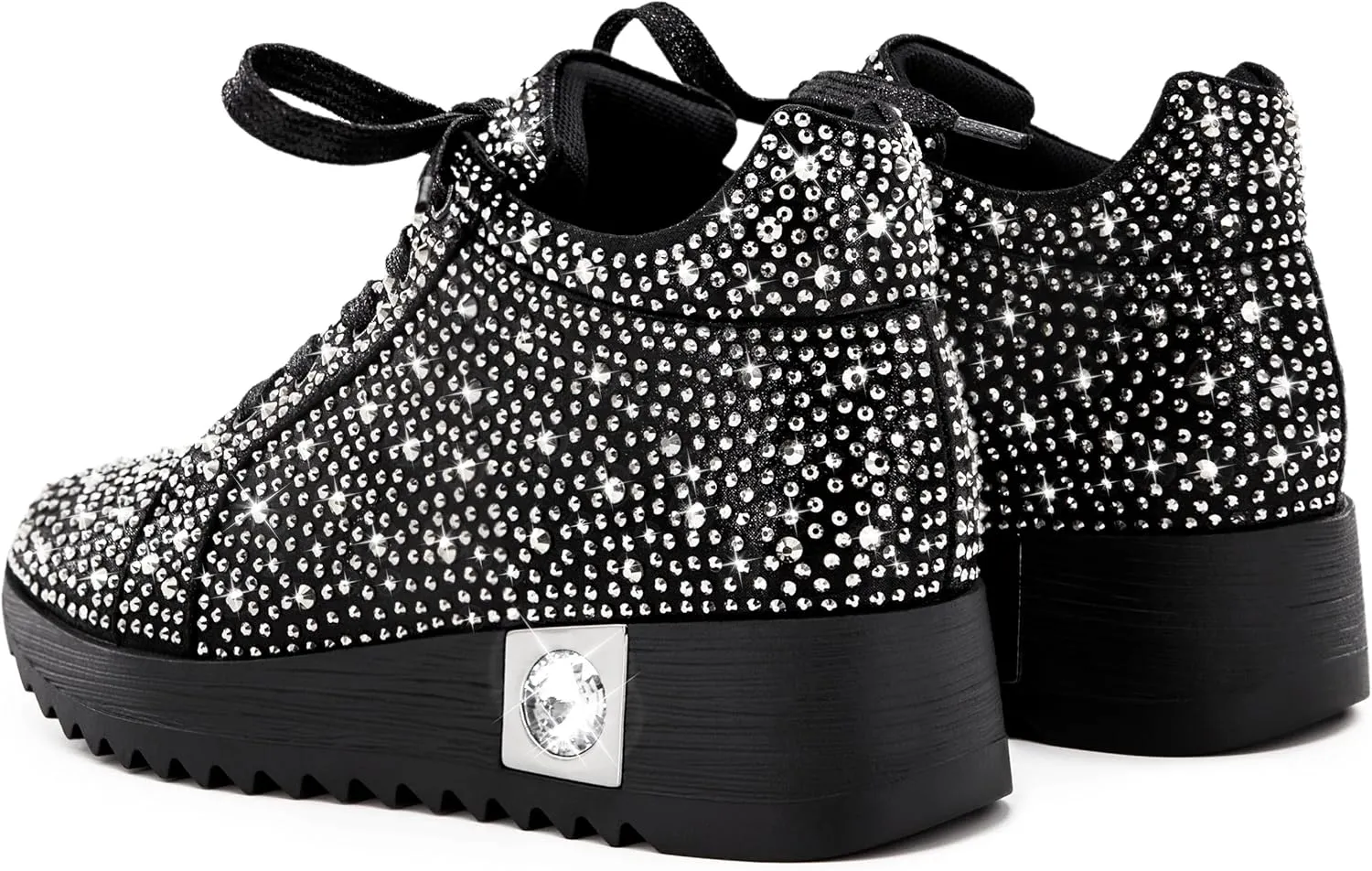 Women's Fashion Glitter Sneakers Platform Wedge Shoes Sparkly Rhinestone High Top Sneakers Trendy Sequin Shoes Wedding Bride Dress
