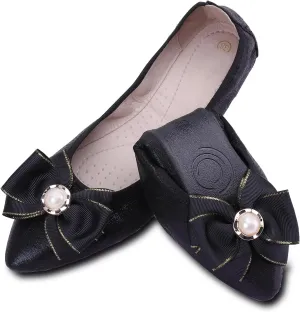 Womens Foldable Ballet Flats Bling Rhinestone Pointed Toe Comfort Slip On Walk Work Loafers Bridal Dress Shoes