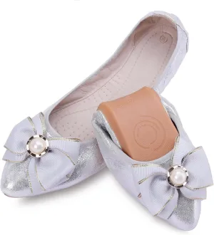 Womens Foldable Ballet Flats Bling Rhinestone Pointed Toe Comfort Slip On Walk Work Loafers Bridal Dress Shoes
